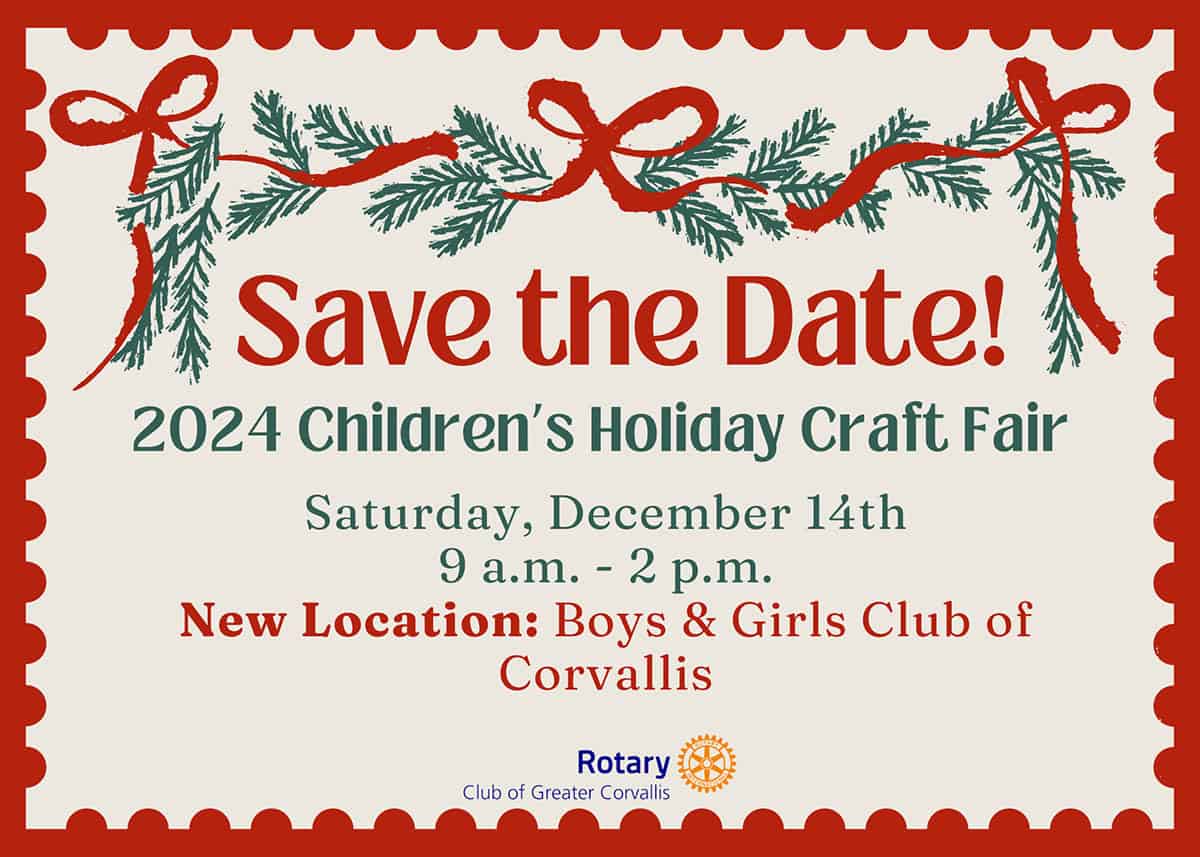 Save the Date for the 2024 Children's Holiday Craft Fair, December 14, 2024 - 9am-2pm